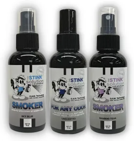 Smoke Odor Eliminator Spray - Completely Remove Smoke Smell From House, Car, Clothes, Hair, & More - Best Odor Eliminator For Smoke - Bamboo Teak, Sky Blue, & Unscented 4 oz Bottles