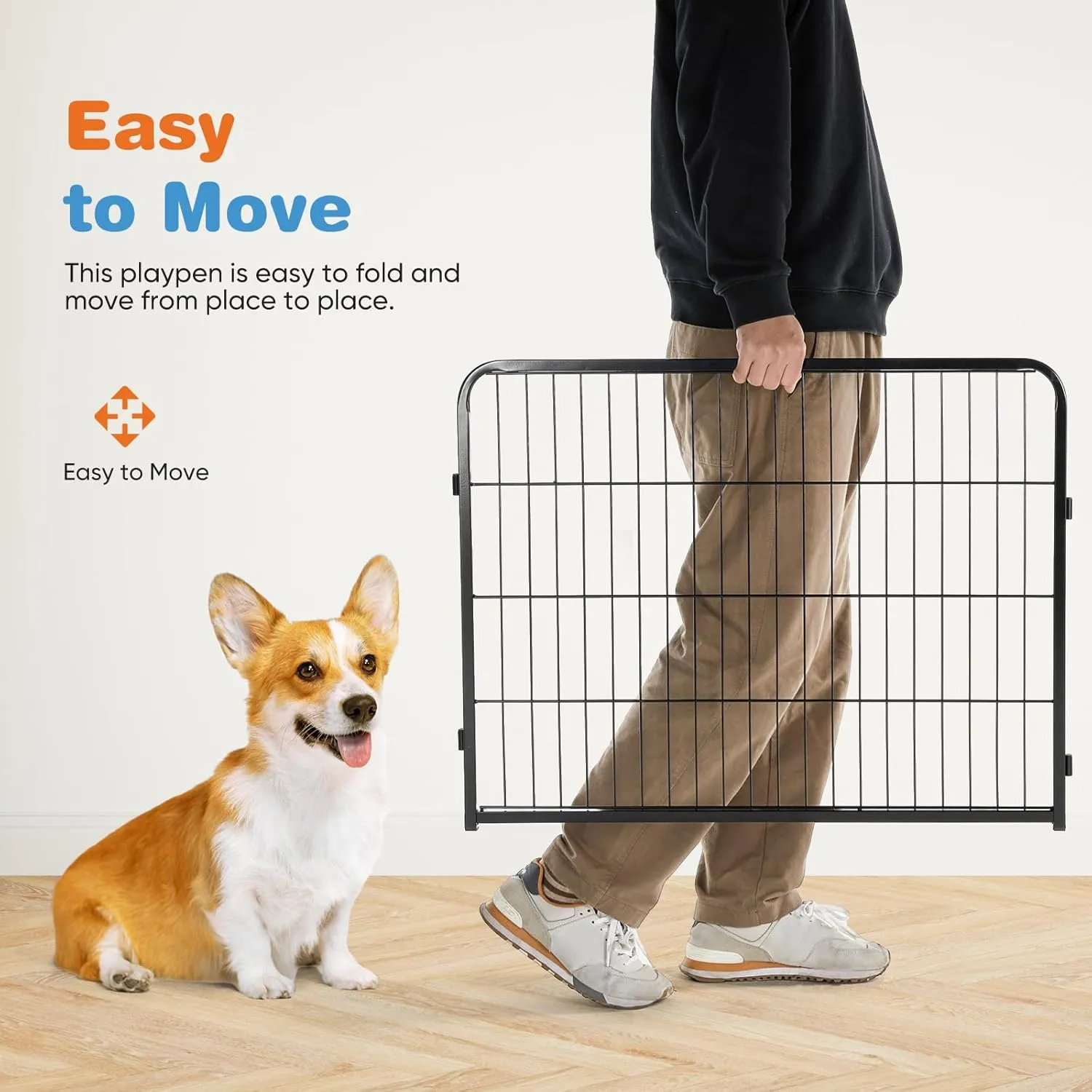 Sweetcrispy Dog Playpen Indoor - Pet Fence Puppy Exercise Pen for Yard Gate 8 Panel 24 Height Heavy Duty Crates with Doors Metal Dog Pen for Camping, RV, Outdoor, Small/Medium Pets