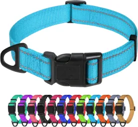 TagME Samll Dog Collars, Adjustable Reflective Nylon Pet Collar with Quick Release Buckle for Small Dogs, Sky Blue, 3/4" Width