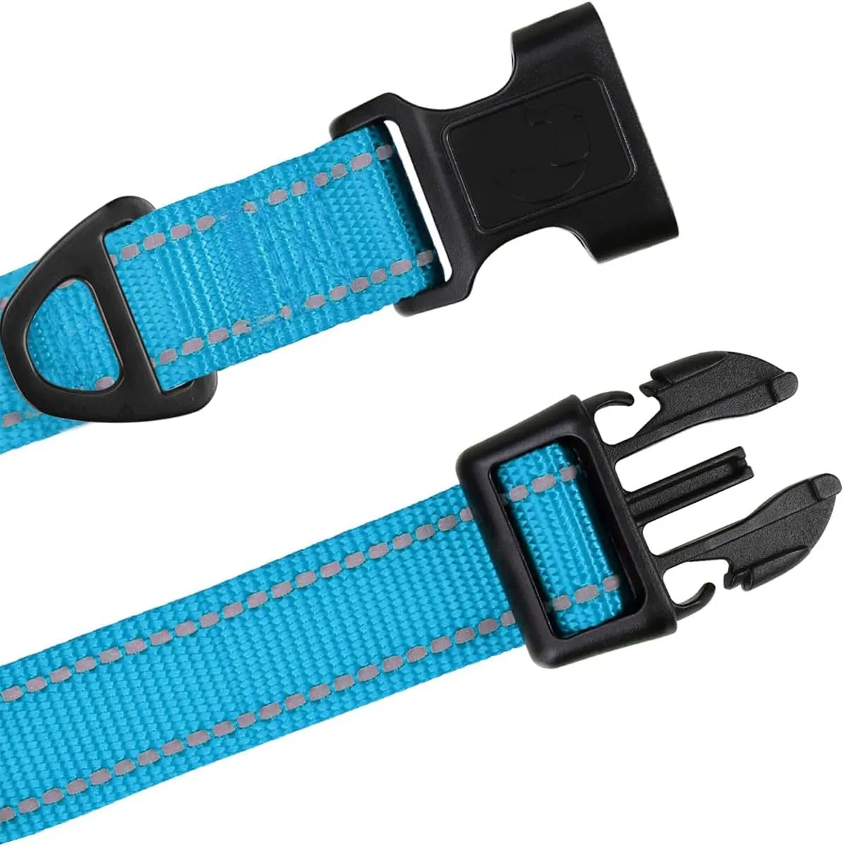 TagME Samll Dog Collars, Adjustable Reflective Nylon Pet Collar with Quick Release Buckle for Small Dogs, Sky Blue, 3/4" Width