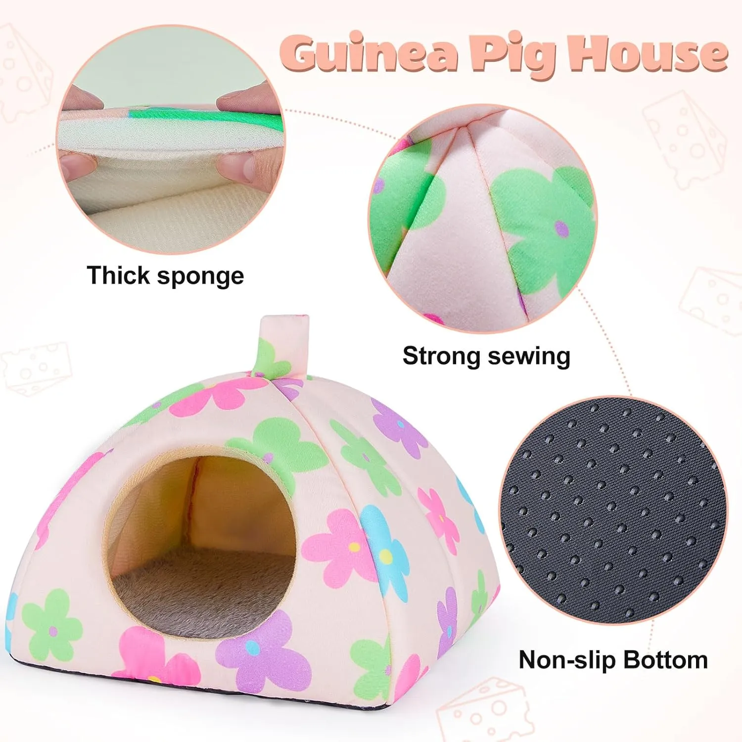 Unicorn Catcher Guinea Pig Hideout and Tunnel, 2 Pack Soft Washable Guinea Pig Bedding Accessories for Cages