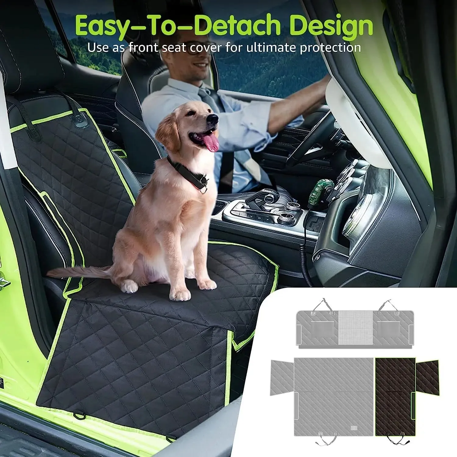 Versatile 6-in-1 Waterproof Dog Car Seat Cover for Back Seat - Suitable for Cars, Trucks, and SUVs