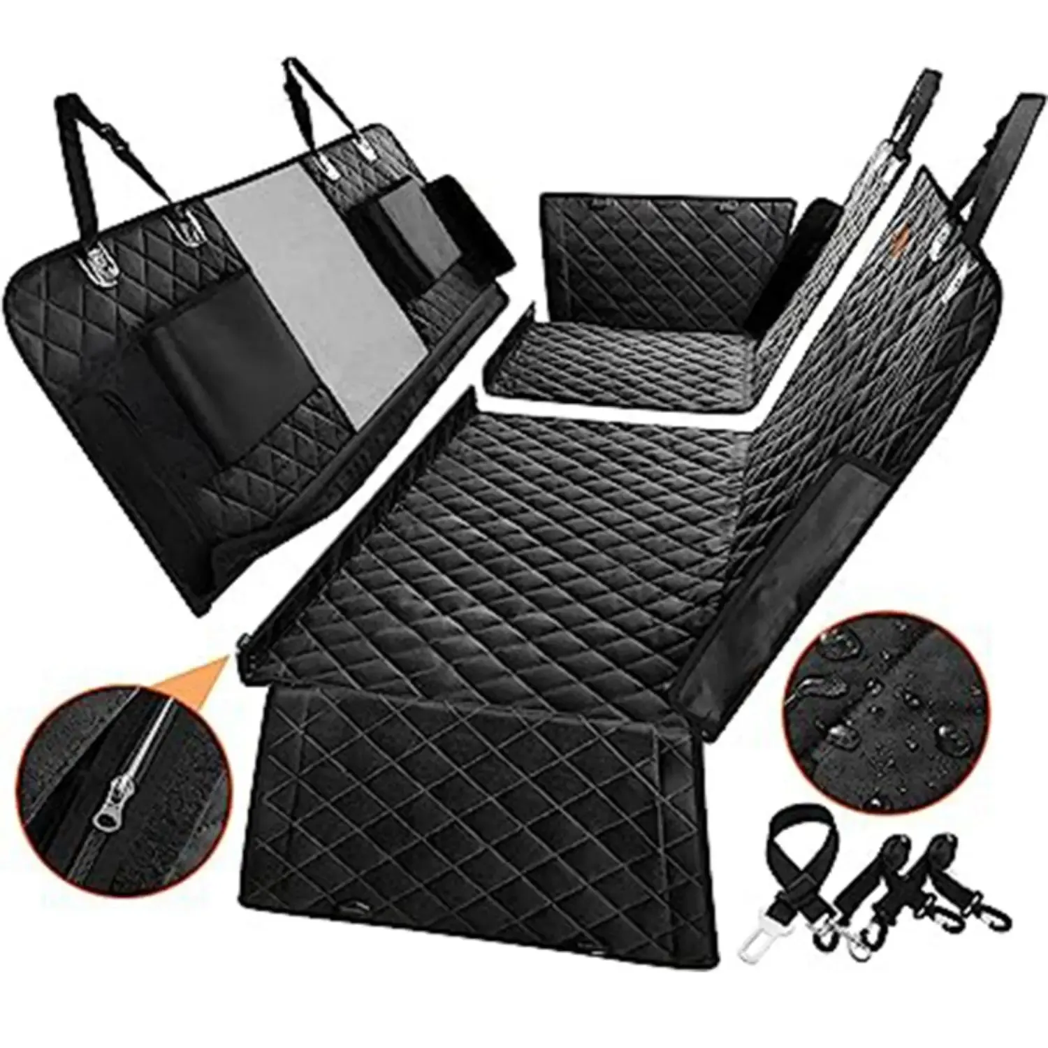 Versatile 6-in-1 Waterproof Dog Car Seat Cover for Back Seat - Suitable for Cars, Trucks, and SUVs