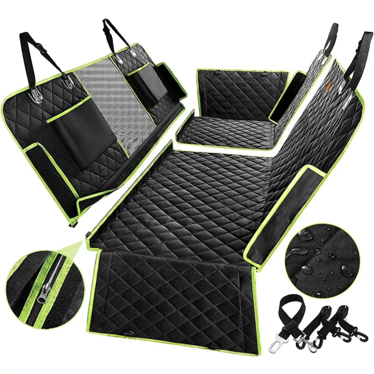 Versatile 6-in-1 Waterproof Dog Car Seat Cover for Back Seat - Suitable for Cars, Trucks, and SUVs