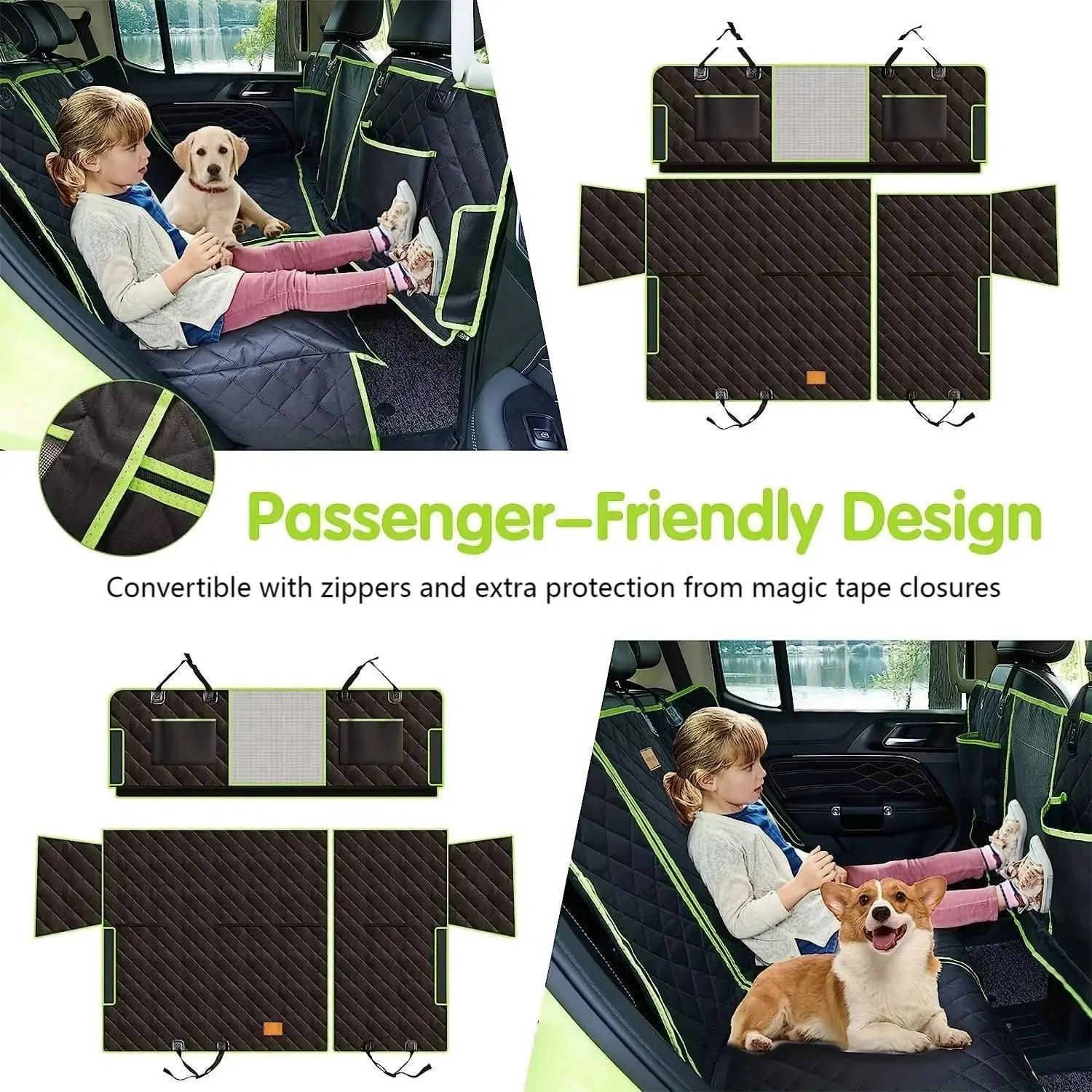 Versatile 6-in-1 Waterproof Dog Car Seat Cover for Back Seat - Suitable for Cars, Trucks, and SUVs