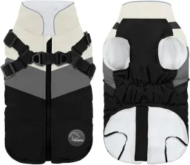 Warm Dog Winter Coat,Waterproof Dog Jacket with Built-in Harness,Dog Cold Weather Coat with Reflective Stripes,Winter Snow Dog Warm Coat for Small, Medium Dogs,Cold Weather Cozy (Black, L)