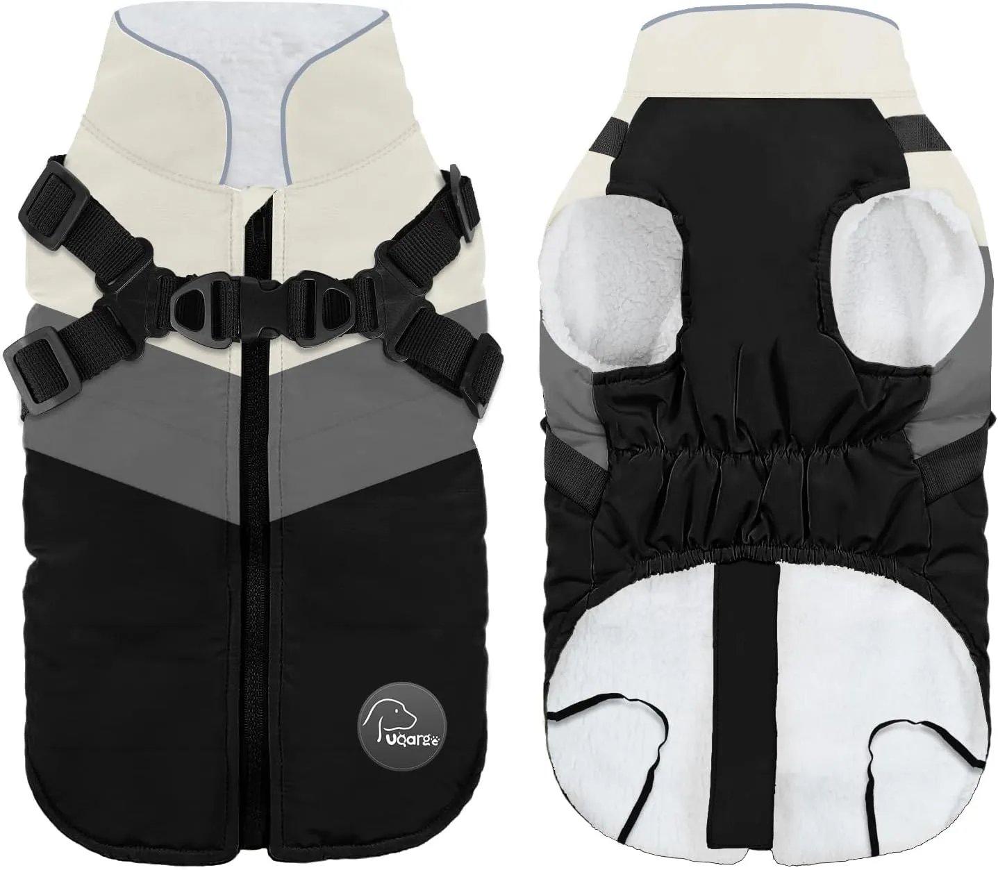 Warm Dog Winter Coat,Waterproof Dog Jacket with Built-in Harness,Dog Cold Weather Coat with Reflective Stripes,Winter Snow Dog Warm Coat for Small, Medium Dogs,Cold Weather Cozy (Black, L)