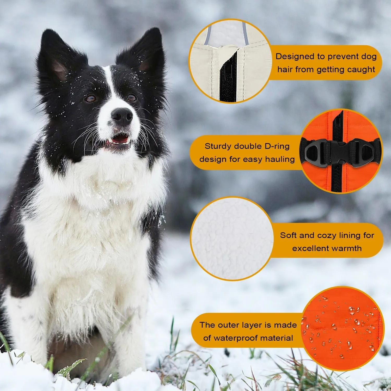 Warm Dog Winter Coat,Waterproof Dog Jacket with Built-in Harness,Dog Cold Weather Coat with Reflective Stripes,Winter Snow Dog Warm Coat for Small, Medium Dogs,Cold Weather Cozy (Black, L)