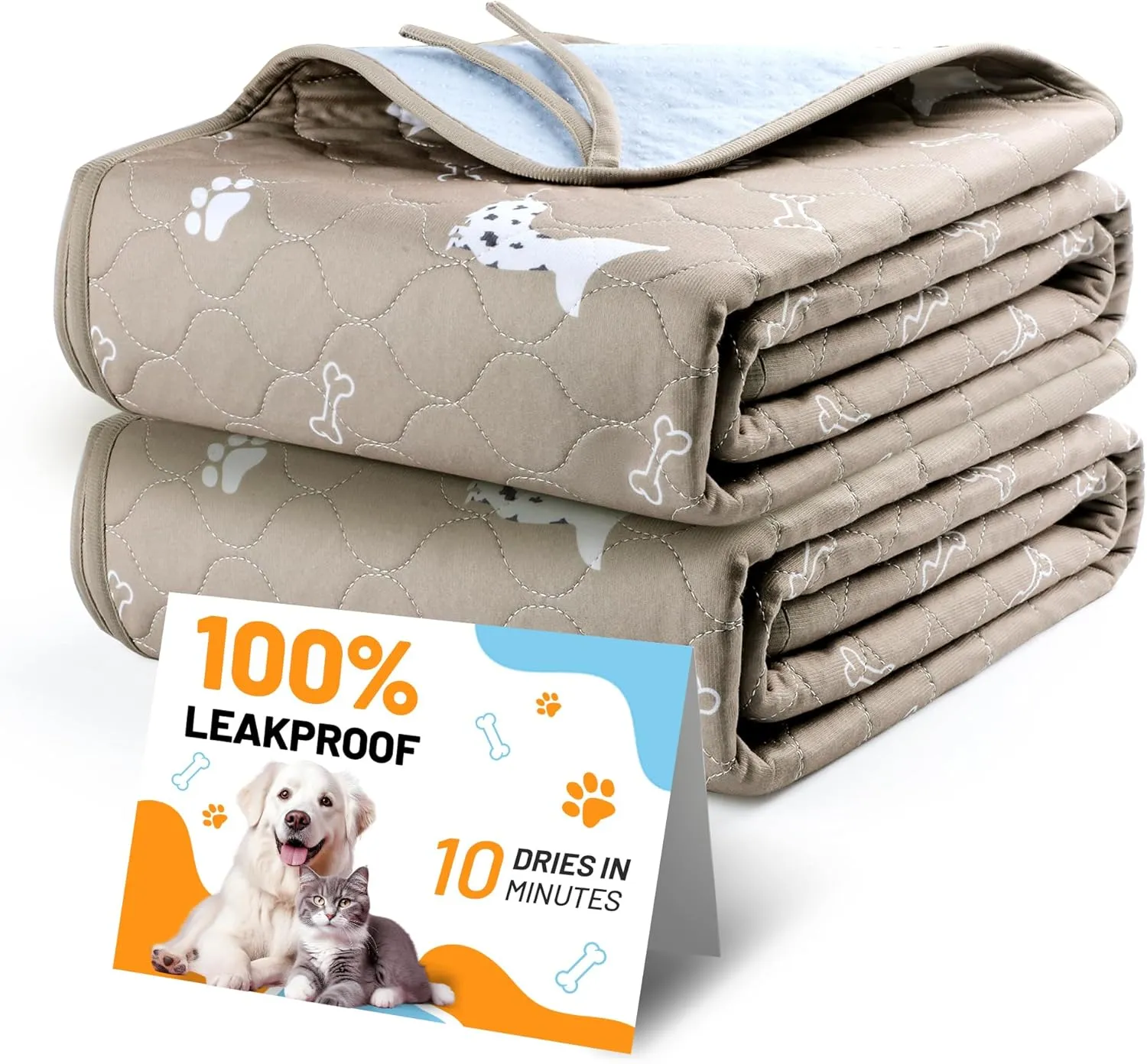Washable Pee Pads for Dogs, Reusable Puppy Pads Waterproof, 2 Pack Dog Pee Pads, Potty Pads for Dogs, Super Absorbent, Add 8 Lanyards, Puppy Training Pads (31x36 Inch ,Pack of 2)
