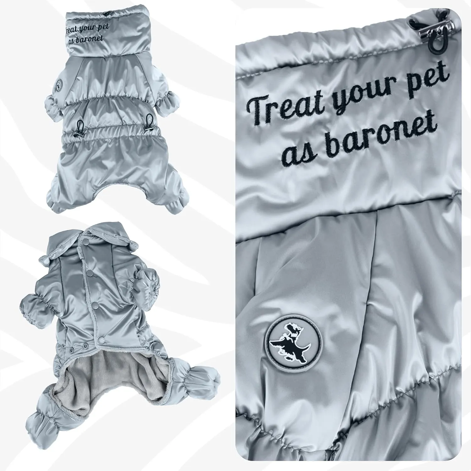 Winter Jacket for Dogs - Waterproof Full Body Coat, Snow Jacket, Perfect for Cold Weather - Silver, Medium