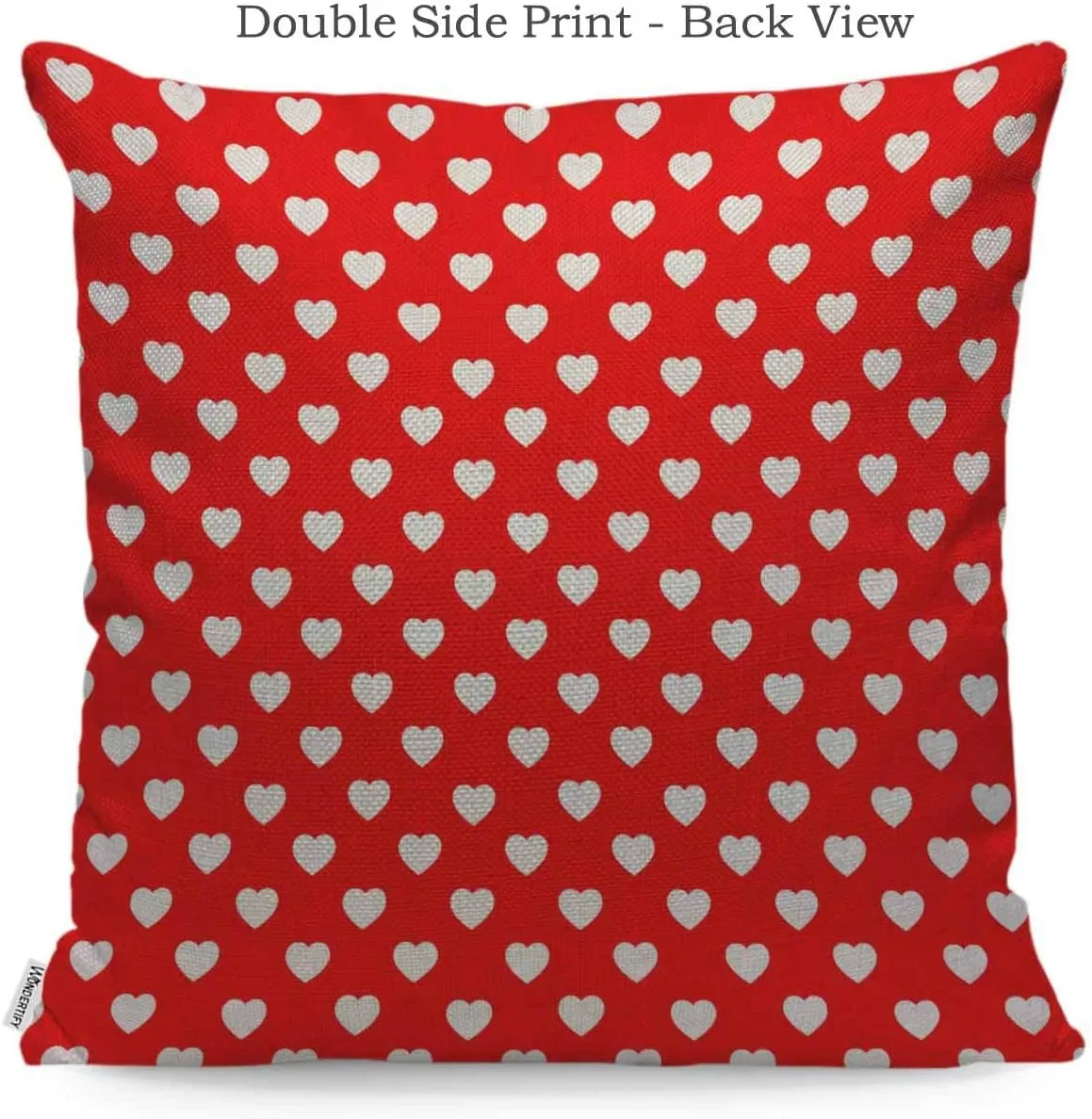 WONDERTIFY Pillow Cover Red and White Hearts Polka Dot - Soft Linen Pillow Case for Decorative Bedroom/Livingroom/Sofa/Farm House - Couch Pillow Cushion Covers 18x18 Inch 45x45 cm