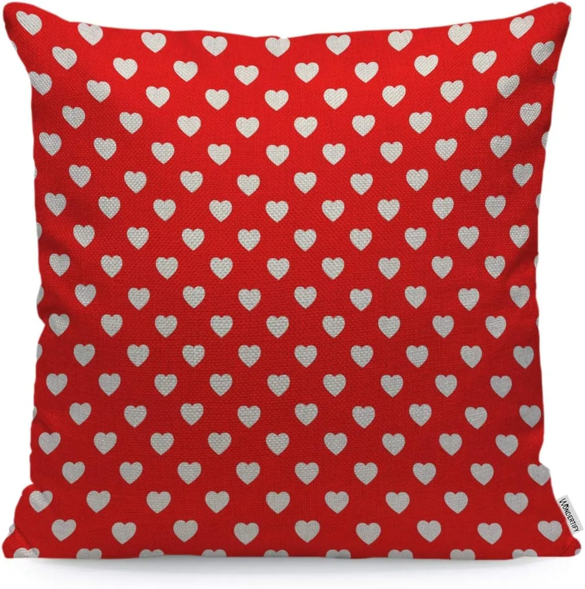 WONDERTIFY Pillow Cover Red and White Hearts Polka Dot - Soft Linen Pillow Case for Decorative Bedroom/Livingroom/Sofa/Farm House - Couch Pillow Cushion Covers 18x18 Inch 45x45 cm