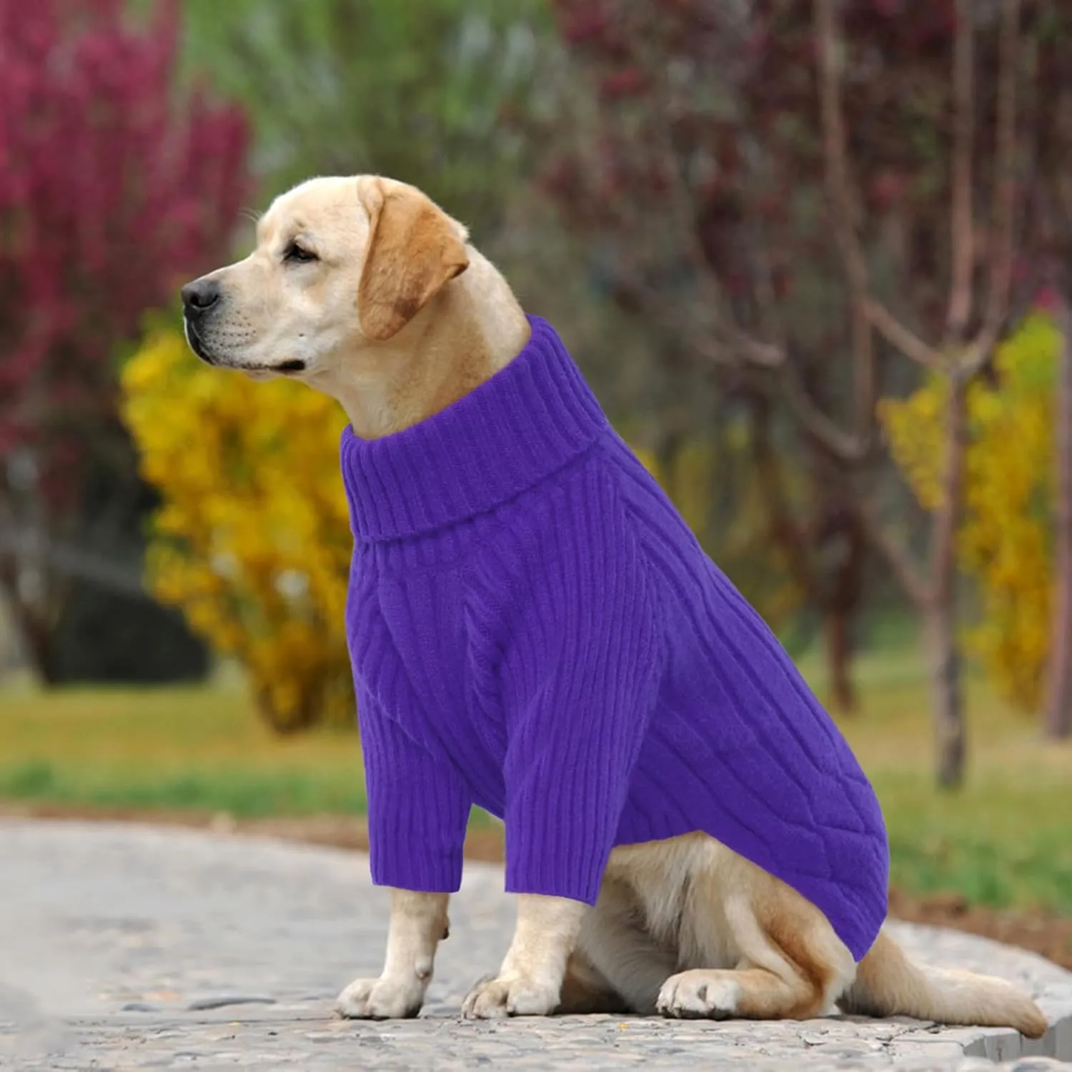 XXXL Dog Sweater for Giant Breed, Warm Winter Fall Dog Sweaters for Dog Girls Boys, Turtleneck Dog Knitwear, Doggie Christmas Sweater, Pet Sweatshirt Clothes Outfit Knit Boxer (Purple XXXL)