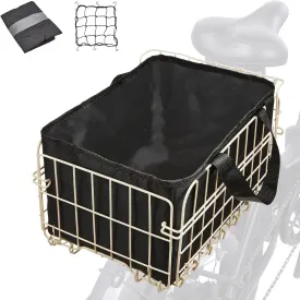 Zacro Bike Basket Front/Rear, Folding Bicycle Basket with Removable Liner Bag, Large Quick Release Design Metal Ebike Basket for Adult Women/Men Carrying Dogs, Pets, Fruit & Grocery