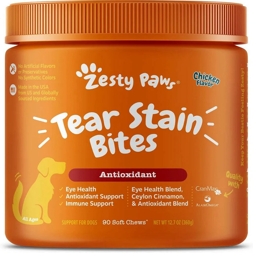 Zesty Paws Tear Stain Bites Chicken Flavored Antioxidant Chews for Dogs (90 ct)