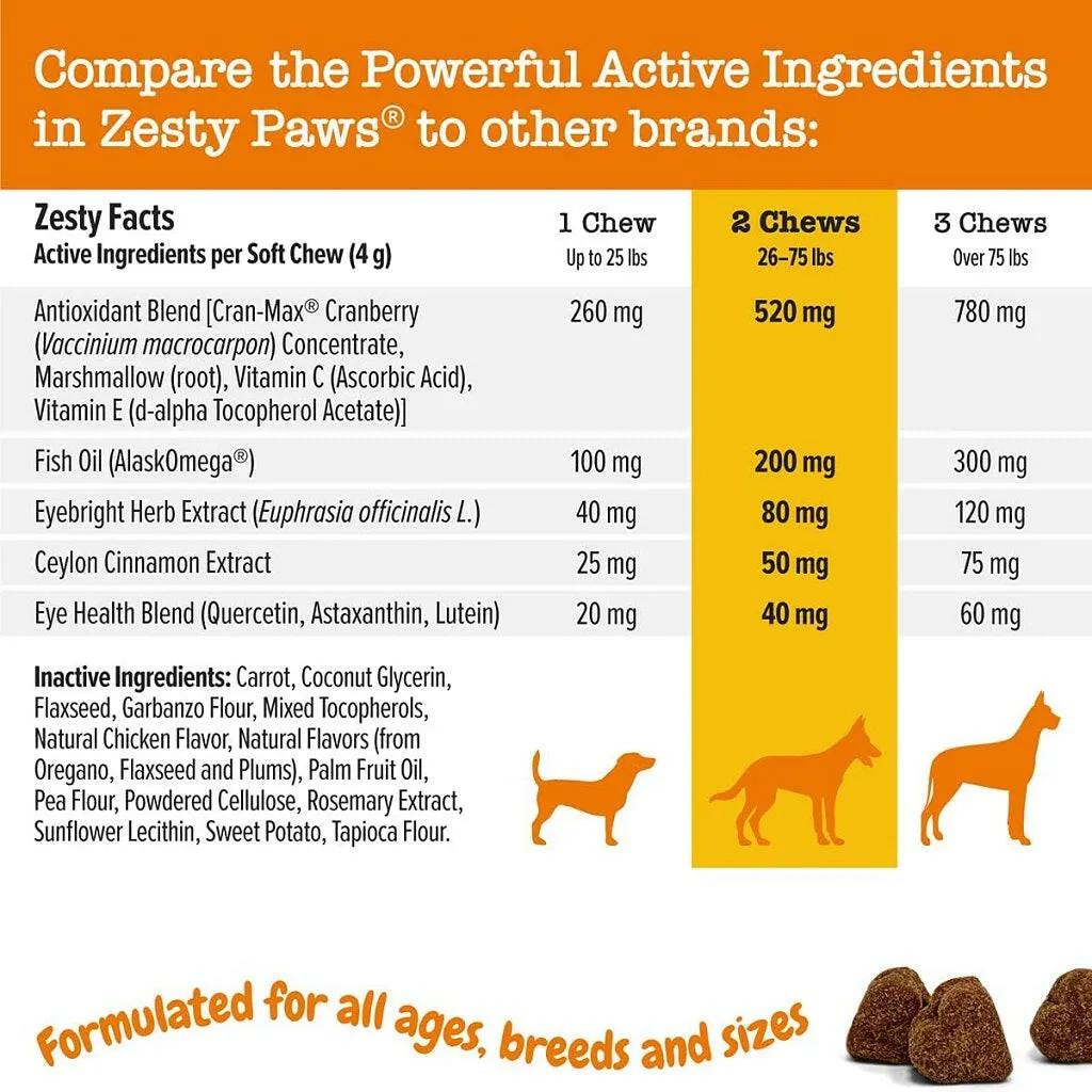 Zesty Paws Tear Stain Bites Chicken Flavored Antioxidant Chews for Dogs (90 ct)