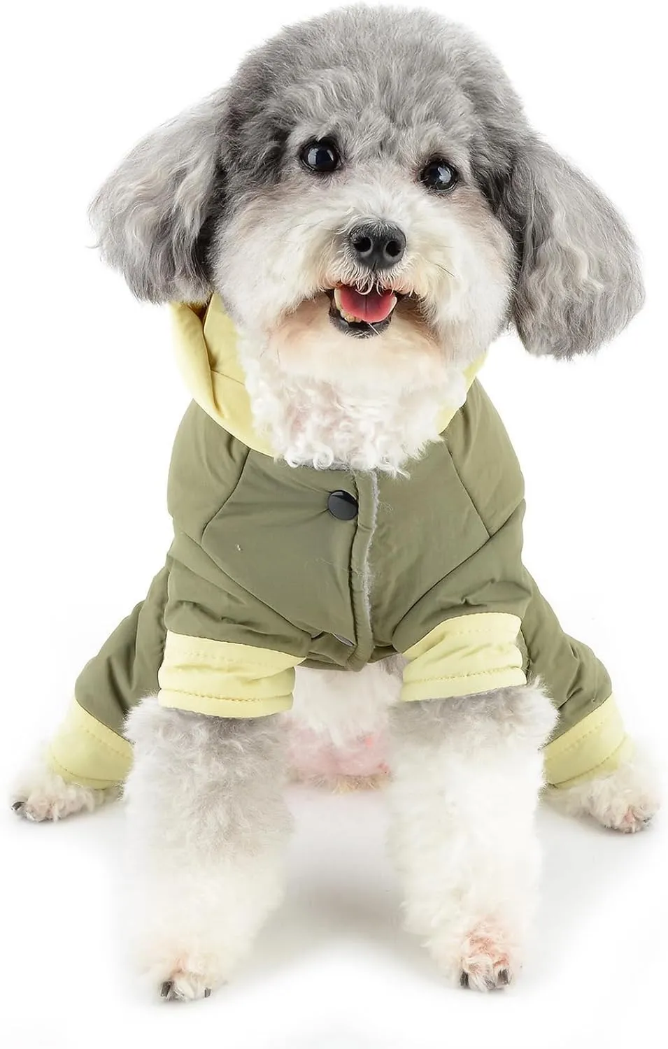 Zunea Dog Snowsuit with Legs for Small Dogs Soft Warm Fleece Lined Winter Hoodies Coat with D-Ring Cold Weather Puppy Clothes Full Body Down Jacket Puffer Coat 4-Legged Snow Suit Pet Apparel Green XXL