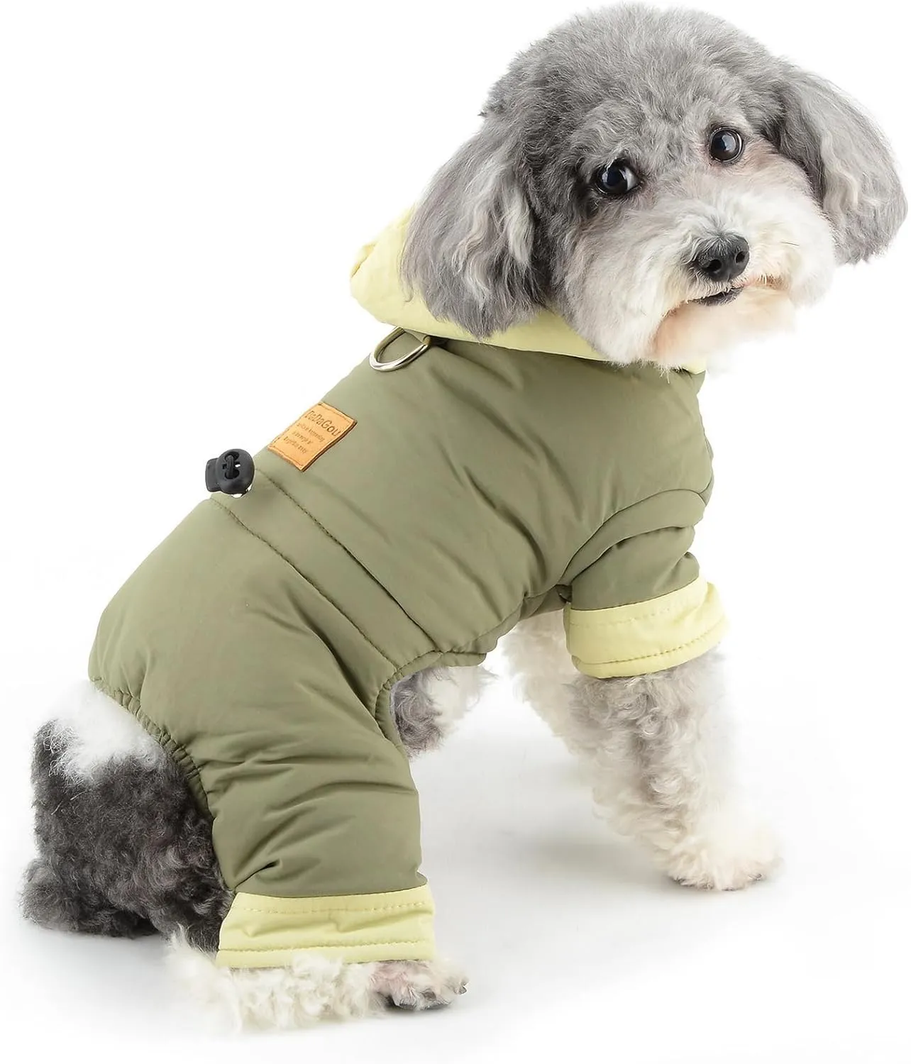 Zunea Dog Snowsuit with Legs for Small Dogs Soft Warm Fleece Lined Winter Hoodies Coat with D-Ring Cold Weather Puppy Clothes Full Body Down Jacket Puffer Coat 4-Legged Snow Suit Pet Apparel Green XXL