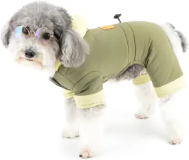Zunea Dog Snowsuit with Legs for Small Dogs Soft Warm Fleece Lined Winter Hoodies Coat with D-Ring Cold Weather Puppy Clothes Full Body Down Jacket Puffer Coat 4-Legged Snow Suit Pet Apparel Green XXL