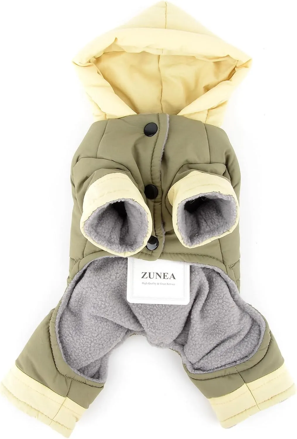 Zunea Dog Snowsuit with Legs for Small Dogs Soft Warm Fleece Lined Winter Hoodies Coat with D-Ring Cold Weather Puppy Clothes Full Body Down Jacket Puffer Coat 4-Legged Snow Suit Pet Apparel Green XXL